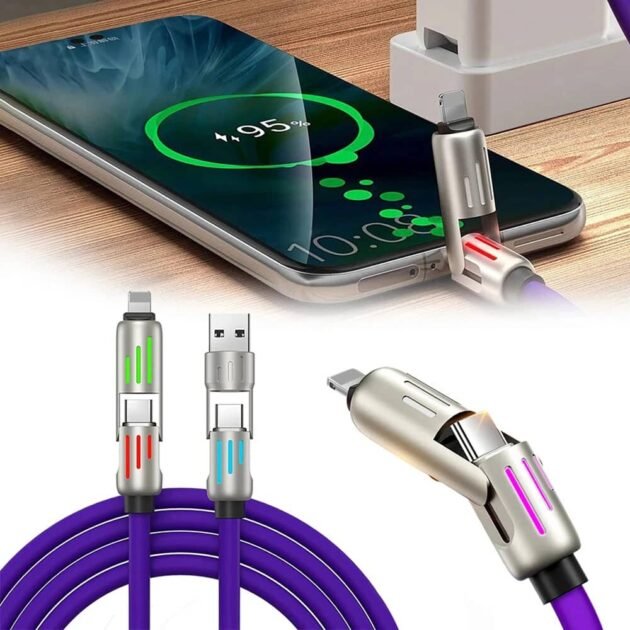 🔌 كابل GFUZ CA-194 – شحن 4 في 1 فائق السرعة 100W ⚡